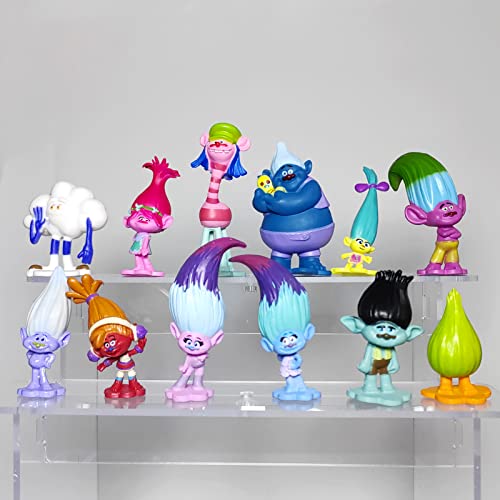 12 Pcs Mini Trolls Toys, Troll Action Figure Toys Set, Kids Birthday Party Favor, Cake Toppers, Stocking Stuffer And Game Prize Supplies #TOP2