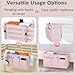 Edudif Dual-purpose Bedside Caddy Bedside Organizer, Bed Caddy with 6 Pockets, Versatile Bedside Storage Solution Magazine Remotes holder, ideal for Home, Dorm, Hospital, Crib Bed (Pink)