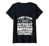Femme Littérature britannique drôle manque d'intérêt T-Shirt avec Col en V