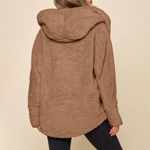 Sherpa Jacket Women Fleece Cardigan Hooded Loose Warm Coat Winter 2026 - image 5