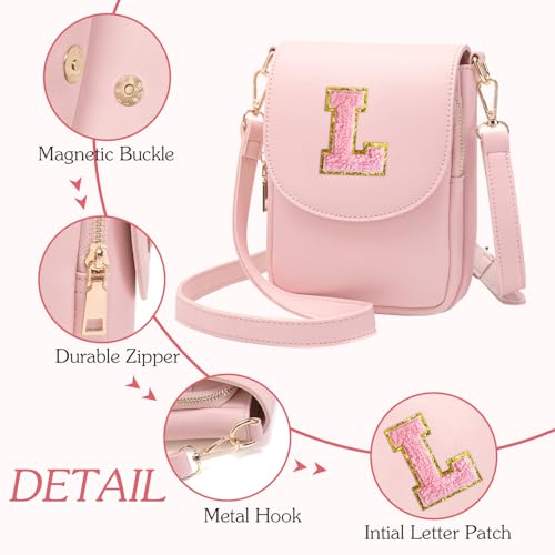 Image of Viverte Crossbody Purse for Teen Girls Small Initial Cell Phone Toddler Purse Leather Triple Compartment Crossbody Bags