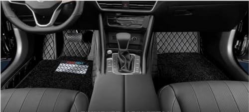 Image of CAPEDELL 7D Premium Car Floor Mat Compatible with Mahindra XEV 9S ||Luxury Leather Double Layered Mat||Set of 4pcs||Waterproof and Washable||Colour:-Black with Black(Black Grass)
