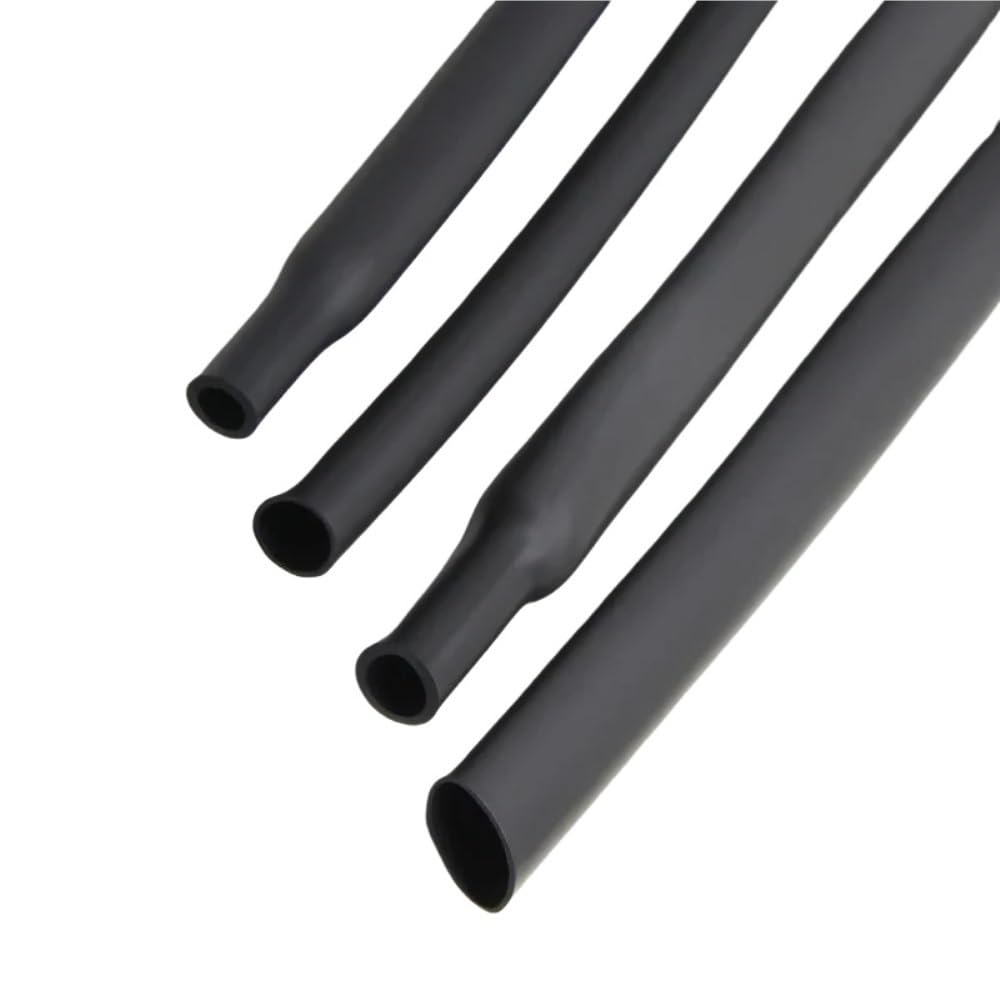 1 pz. 5 m Tubo termorestringente in silicone nero 1,7:1 - Protezione flessibile for cavi, diametro 0,8-30 mm, isolamento elettrico(2mm)