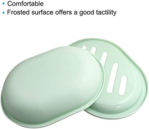 SENHAI 4Pcs Soap Dish for Shower Soap Box, Soap Saver Case Holder with Drain for Bathroom Counter, Shower, Kitchen, Keep Soap Dry and Clean, 4 colors(Grey, Blue, Pink, Green)