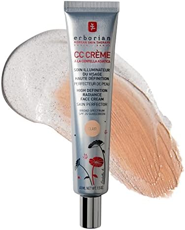 Erborian Color Correcting CC Cream with Centella Asiatica, Fair (Clair) - Light Multi-Purpose Facial Concealer with Illuminating Finish Soothes & Hydrates - SPF Korean Skincare Perfector - 1.5 Oz