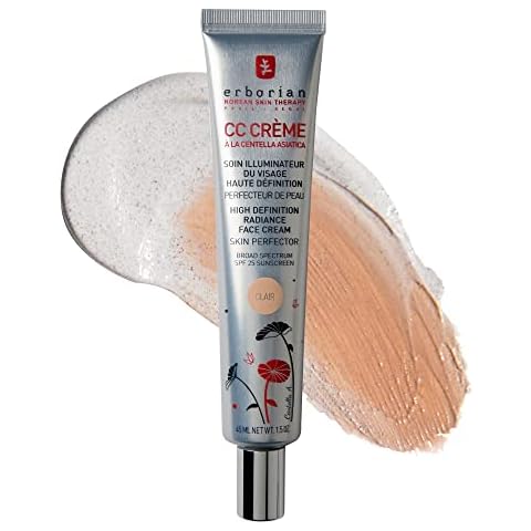 Erborian CC Cream mit Centella Asiatica - intensive getönte Feuchtigkeitspflege und strahlender Teint - Koreanische Hautpflege Creme für helle Hauttöne LSF 25 - CC Cream Clair 45ml Cover