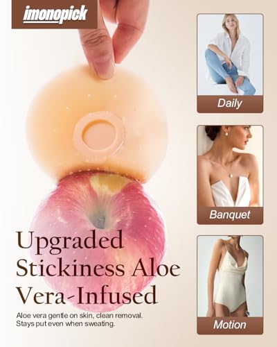 Nipple Covers For Women, 2 Pairs Sticky Bra, Reusable Pasties Nipple Covers Waterproof with Travel Box2