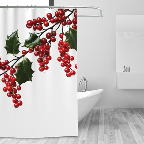 Rideau de douche imperméable et lavable motif houx avec œillets renforcés - 2