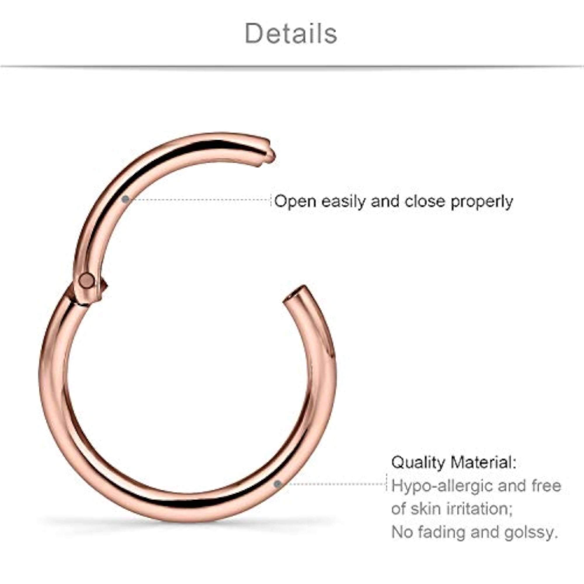 18G Stainless Steel Hinged Clicker Nose Ring