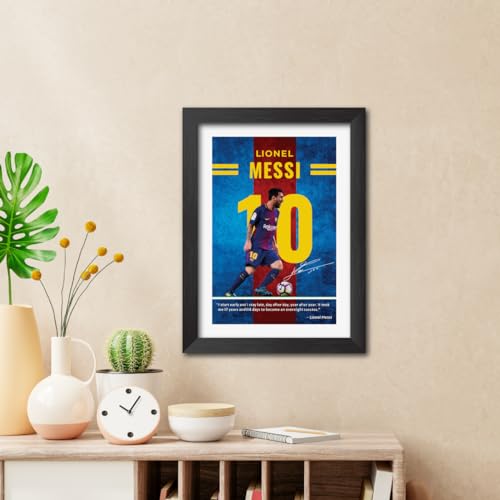 Image of TenorArts Lionel Messi Quotes Poster Frame Barcelona Laminated Photo Framed Painting with Matt Finish Black Textues (12 inches x 9inches)