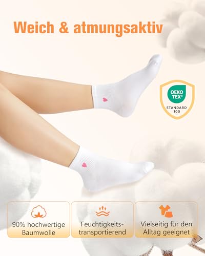 inaWarm Sneaker Socken Damen, Baumwolle Quarter Socken, Atmungsaktiv Tennissocken Damen, Bequeme & Hautfreundlich Baumwollsocken für Alltag, Arbeit & Sport 5 Paar (Geschenkbox)