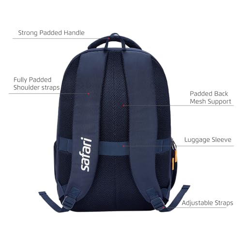 Image of Safari 38L Printed Laptop Backpack with Raincover, 4 Compartments, Bottle Holder, Organizer, School & College Bag for Boys and Girls, Office & Travel Bag for Men and Women