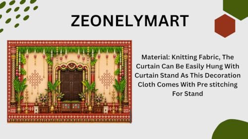 Image of varalakshmi Backdrop Cloth for Decoration Pooja | Decoration Backdrop Vintage Door | Divine Gruhapravesam Backdrop Mango Leaf Toran and Decorative Main Door 8x8 Feet