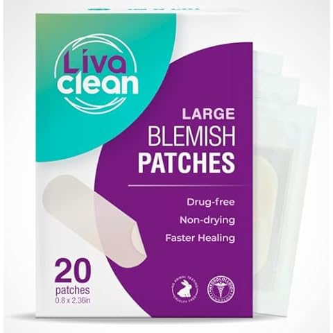 20 CT LivaClean Large Hydrocolloid Acne Patches - for Pore Spots Nose Face Cystic Pimple Zit Patch - Big Pimple Patches Hydrocolloid Bandages Strips Cover