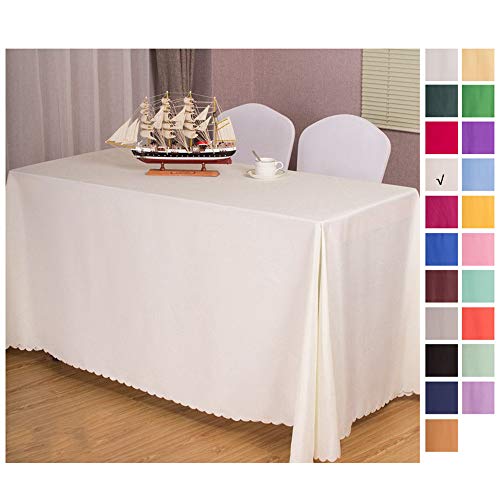 YMOMG Decoración De Falda De Mesa Plisada De Mantel 100% Rectangular, Mantel De Falda De Mesa, Adecuado para Fiesta, Boda, Fiesta De Cumpleaños Y Decoración del Hogar (Blanco Crema,180×180cm) Cover