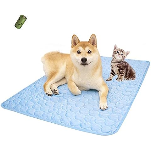 MICROCOSMOS Summer Cooling Mat & Sleeping Pad- Water Absorption Top, Materials Safe, Easy Carry, EZ Clean. Keep Cooling for Pets, Kids and Adults.(Blue, 28" x 22") Cover