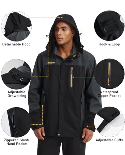 Magcomsen MCSC19M059-190-BLACK GREY-3XL Rain Coats For Men Waterproof Jackets Mens Windbreaker Jackets Lightweight Jacket Mountain Jacket Breathable Spring Raincoats Hiking Jacket thumb #4
