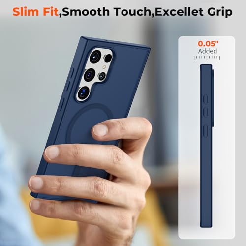 Image of SUPFINE Magnetic for Samsung Galaxy S23 Ultra Case with Screen Protector, (Built-in Magnets) (Military Grade Drop Protection) Slim Translucent Shockproof Phone Case,Sapphire Blue