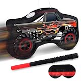 Hooqict Monster Truck Pinata Car Birthday Pinata with Blindfold and Bat Stick for Kids Boys Monster Truck Party Supplies Racing Car Construction Themed Party Decorations