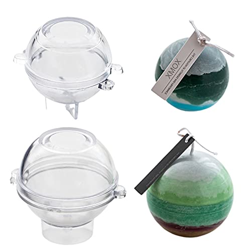 XMOX 2Pcs Sphere Round Ball Shaped Acrylic Candle Mold Simplicity