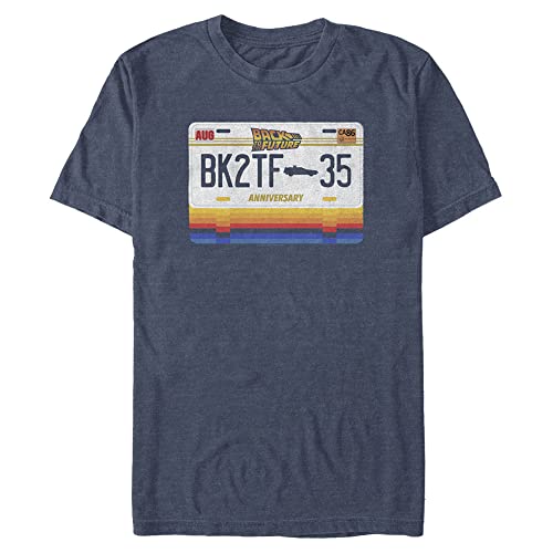 Image of Back To The Future Big & Tall Plate Men's Tops Short Sleeve Tee Shirt, Navy Blue Heather, L Big Tall