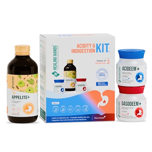 Healing Hands Acidity and Indigestion Kit – Acideem Plus + Gasodeem Plus + Appelite Plus I 15 Days