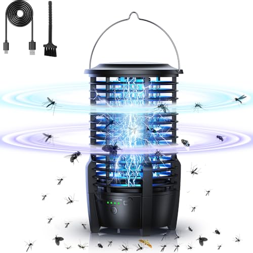 Lámpara Antimosquitos Electrico,Lámpara de Mosquitos 2 en 1 portátil y Recargable Mosquito Zapper al Aire Libre con luz Nocturna LED, Trampa para Moscas Impermeable