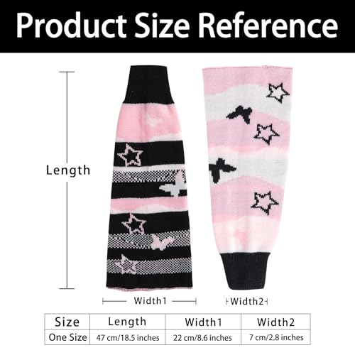 Image of Junely 2 Pairs Leg Warmers for Women Kawaii Leg Warmer Cute Legwarmers Japanese Socks Halloween Goth Emo Gyaru Accessories