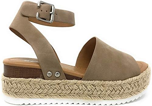 SODA Womens Topic Espadrille Sandal Shoes Natural Nubuck 7.5 | Image 1