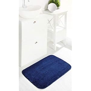 Amazon Brand - Solimo Anti-Slip Microfibre Bathmat, 50cm x 80cm - Pack of 2 (Blue)