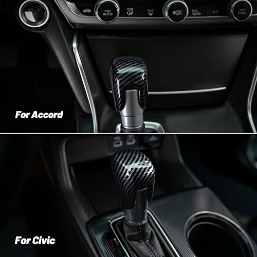 Thenice Gear Shift Knob Cover Automatic Transmission Cvt Boots Change Lever Decoration For Honda Civic 2022-2023, Crv-2023, Hr-V 2023, Accord 2018-2023 -Carbon Fiber #TOP3