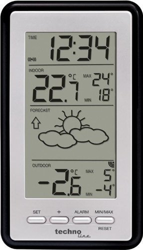 Technoline WS 9130 Stazione Meteo con Previsioni, nero-argento con batterie