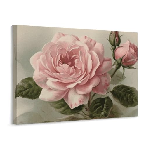 Cadre rose vintage sur toile murale carrée pour une ambiance romantique