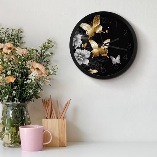 Horloge murale décorative dorée et blanche moderne de 25,4 cm