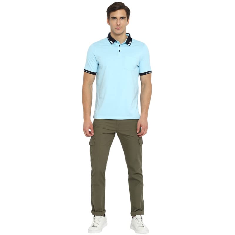 Image of Turtle Men Cotton Stretch White Plain Polo Neck Half Sleeve Casual T-Shirt