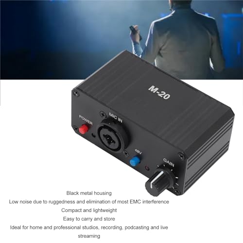 image for Yunir Microphone Preamp, High Gain 48V Power Mic Booster, for Dynamic 
