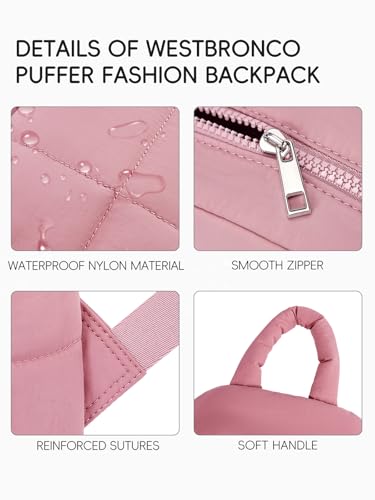 Image of WESTBRONCO Mini Backpack for Women Nylon Small Fashion Backpacks Purse Puffer Lightweight Backpacks for Travel, Shopping, Daily