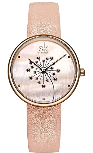 SHENGKE Ladies Quartz Leather Dandelion Dress Ladies Wristwatch for Women (B09FKDN27K) Amazon Price History, Amazon Price Tracker