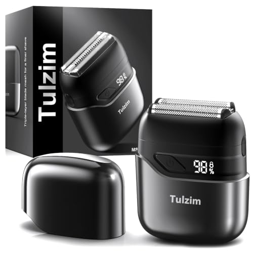 Image of Tulzim Electric Foil Shaver: 3D Blades & IPX7 Waterproof | Electric Razors for Men with LED Display: 100-Min Runtime, USB-C Fast Charge - Face Shaver with Travel Lock for Beard