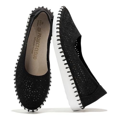 Project Cloud Flats for Women Footwear, Memory Foam & Flexible Outsole Loafers for Women's Fashion Sneakers - Womens Shoes, Sockless Wear Machine Wash Shoes for Women (Petunia)