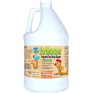 Earthworm Fragrance Free Drain Cleaner – Drain Opener – Natural Enzymes, Environmentally Responsible, Safer for Pets and Kids – 1 Gallon