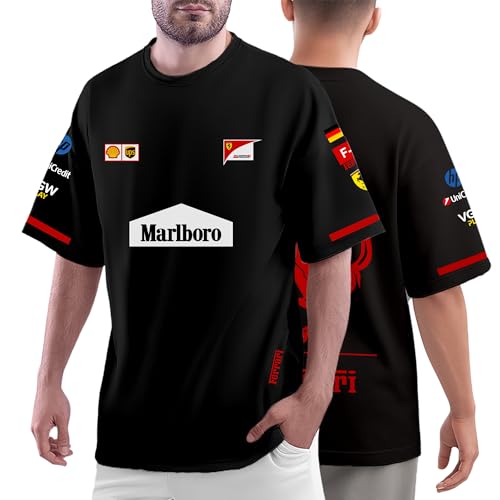 Image of Ferai-Scude Motorsport T-Shirt 100% Cotton Car Printed Tshirt for Car Enthusiast for Men & Women Black Tshirt