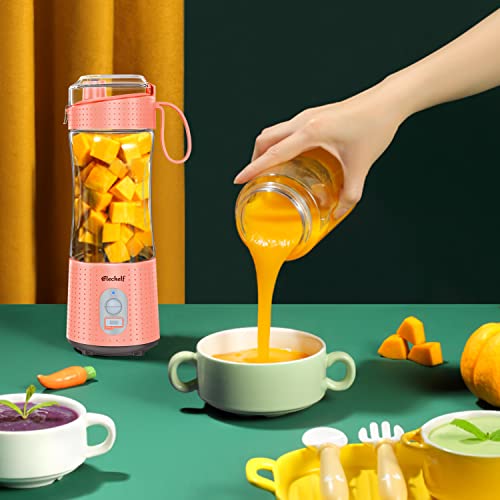 Elechelf Portable Blender, Personal Size Blender Smoothies And Shakes, Mini Blender Usb Rechargeable, Handheld Blender Sports,Travel,Gym (Orange) #TOP1