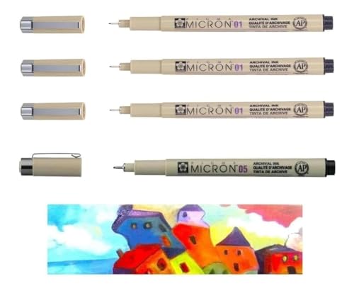 PIGMA MICRON Sakura 01 Nero. set 3 pezzi + 1