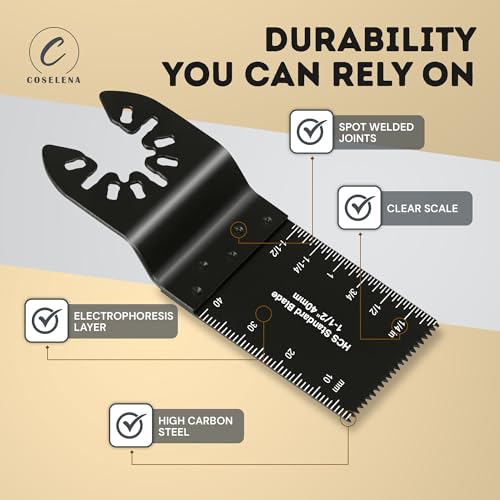 Coselena 22-Piece Multi Tool Blades Set – Heavy-Duty Oscillating Saw Blades for Wood, Plastic, and Soft Metal – Universal Fit for Precision Cutting with Most Oscillating Hand Tools 3 Coselena 22-Piece Multi Tool Blades Set – Heavy-Duty Oscillating Saw Blades for Wood, Plastic, and Soft Metal – Universal Fit for Precision Cutting with Most Oscillating Hand Tools - Image 3