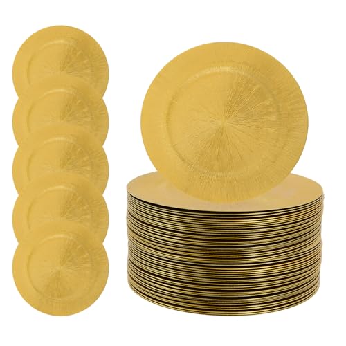 Set de 100 platos decorativos redondos 13 pulg oro miniatura 1