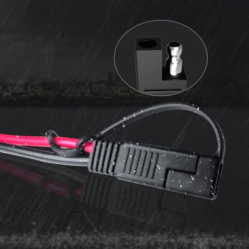 Cleqee SAE Złącze akumulatora, SAE do O-ring wiązka zacisków 10AWG 2-pinowy kabel przedłużający akumulator z adapterem RP, bezpieczniki 15A/20A/30A 0,6 m do panelu słonecznego, motocykla, samochodu