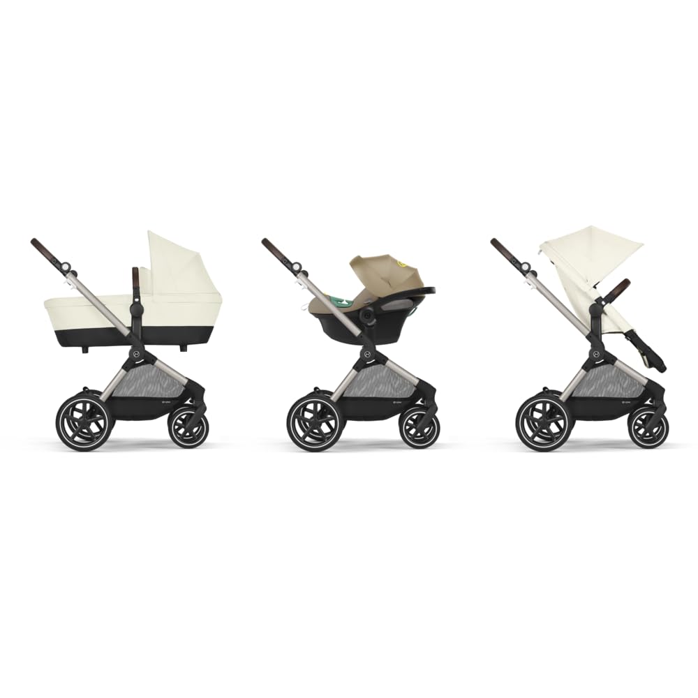 CYBEX Gold Sillita de paseo EOS Lux 2-en-1, Sistema de viaje, Desde el nacimiento hasta 22 kg (aprox. 4 años), Seashell Beige