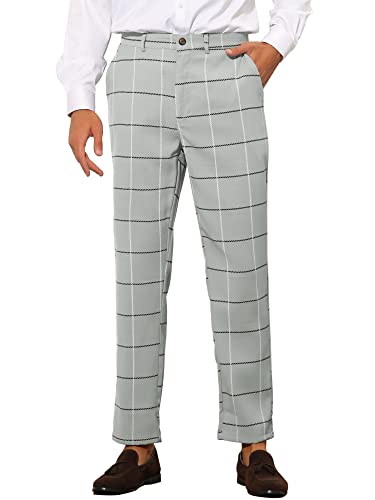 Lars Amadeus Plaid Dress Pants for Men's Regular Fit Tapered Checked Business Trousers