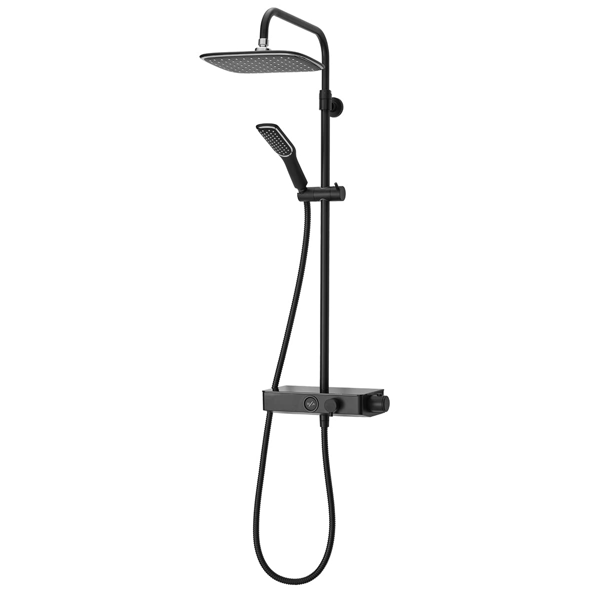 Triton Push Button Thermostatic Bar Mixer Shower Matte Black Riser Rail Head+Tap
